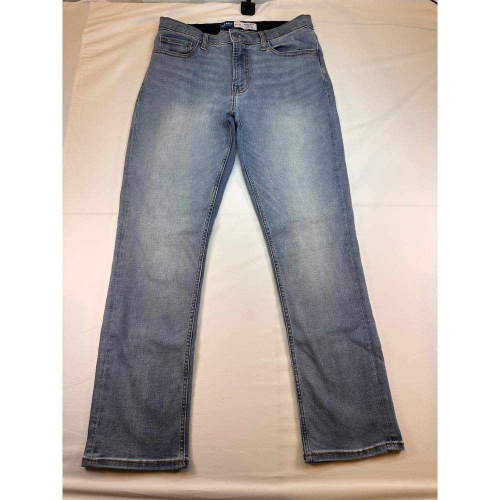 Old Navy Mens Built-In Flex Straight Leg Jeans Light Wash 31x30 Blue Denim